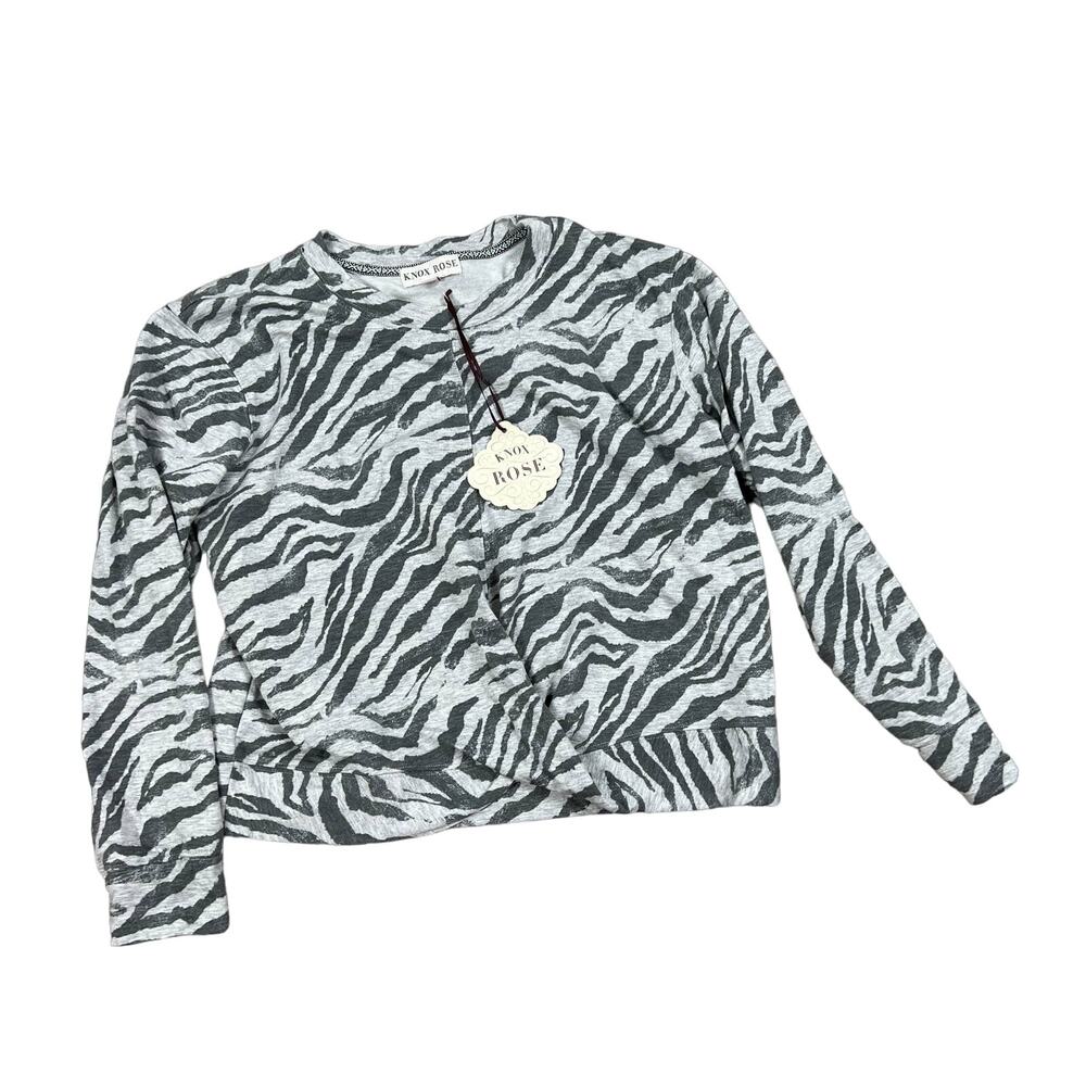 Knox Rose Women's Zebra Stripe Twist-Front Sweatshirt - Size Large - NWT